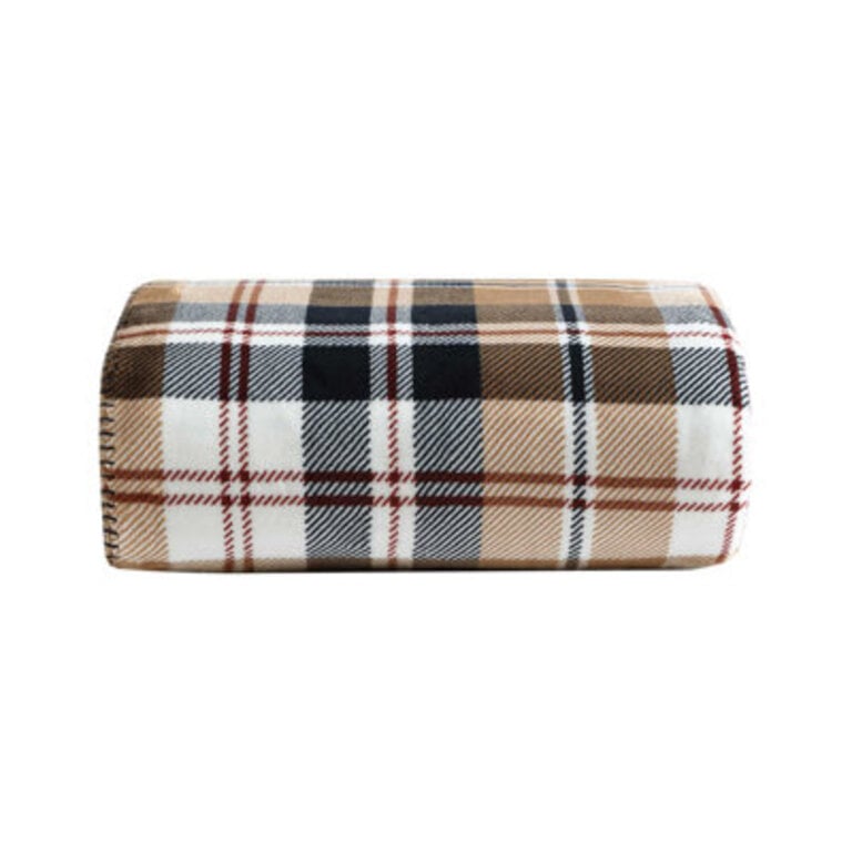 Eddie Bauer Trailhead Plaid Beige Ultra Soft Plush Throw Blanket