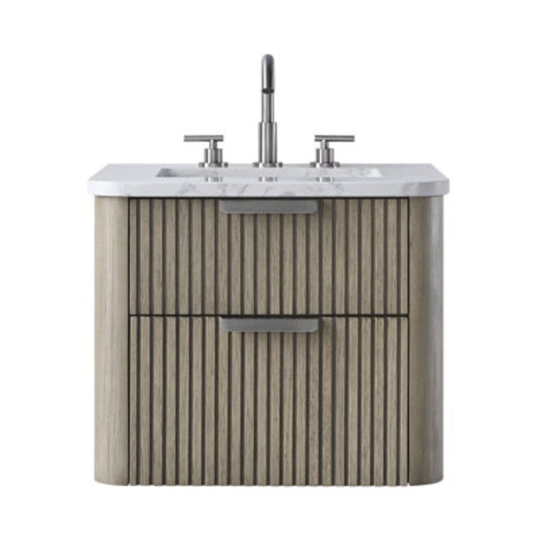 Liljan 24 Wall-Mounted Single Bathroom Vanity with Engineered Stone Top