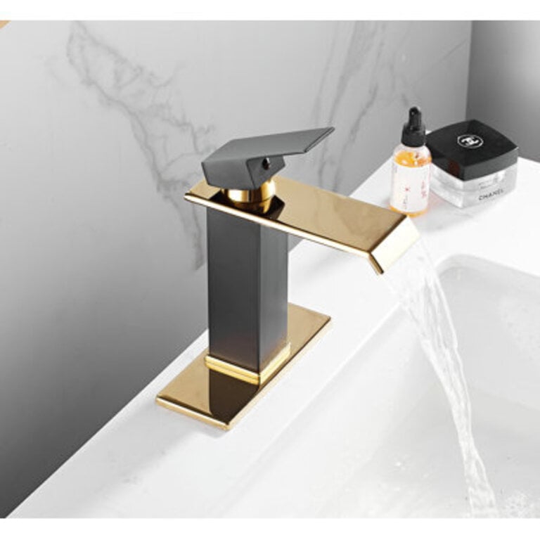 Single Hole Faucet Single-handle Waterfall Bathroom Faucet with Drain Assembly