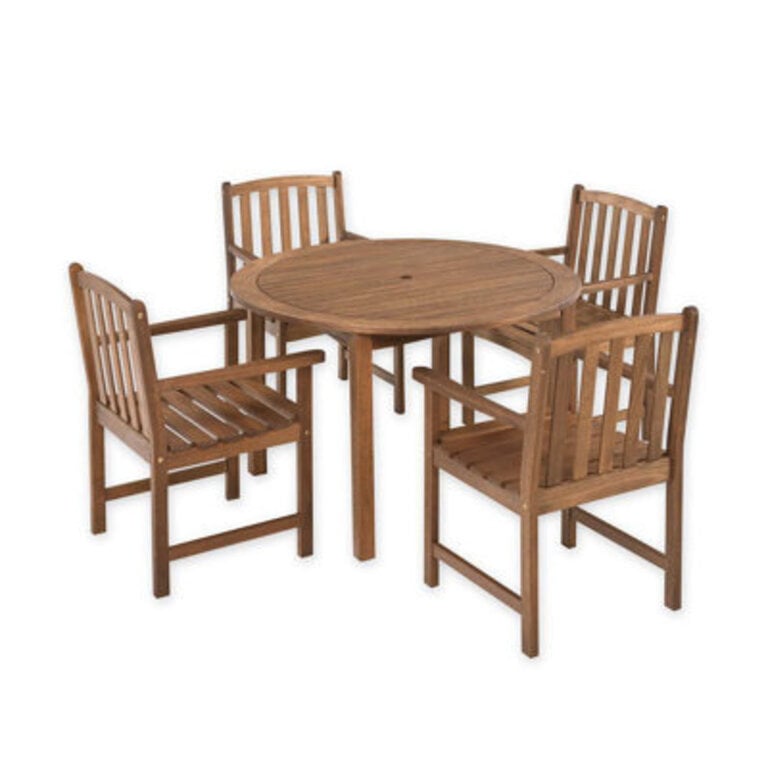 Lancaster 4 - Person Wood Patio Dining Set with Round Table