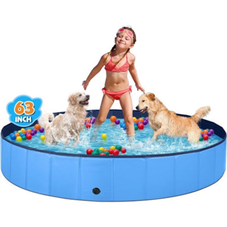 Dog Pool For Large Dogs Kiddie Pool Hard Plastic Foldable Dog Bathing Tub Portable Outside Kids Swimming Pool For Pets And Dogs