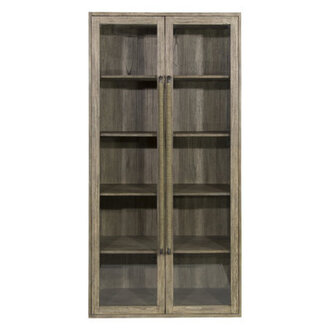 Sevenoaks 45 W x 88 H Glass-Front Display Cabinet with Teak  Seagrass Handles