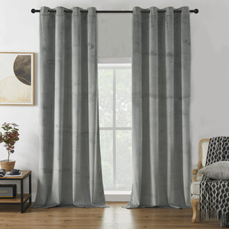 Deavion Velvet Solid Color Metal Grommets Room Darkening Curtain Panels