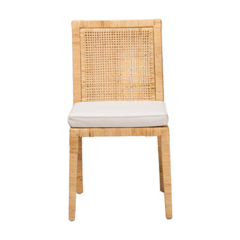 Colombano Modern and Contemporary Natural Wood and Rattan Dining Chair