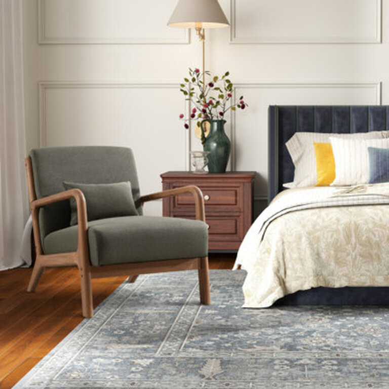 Hertford 26 Wide Mid Century Upholstered Solid Wood Accent Chair with an Extra Pillow