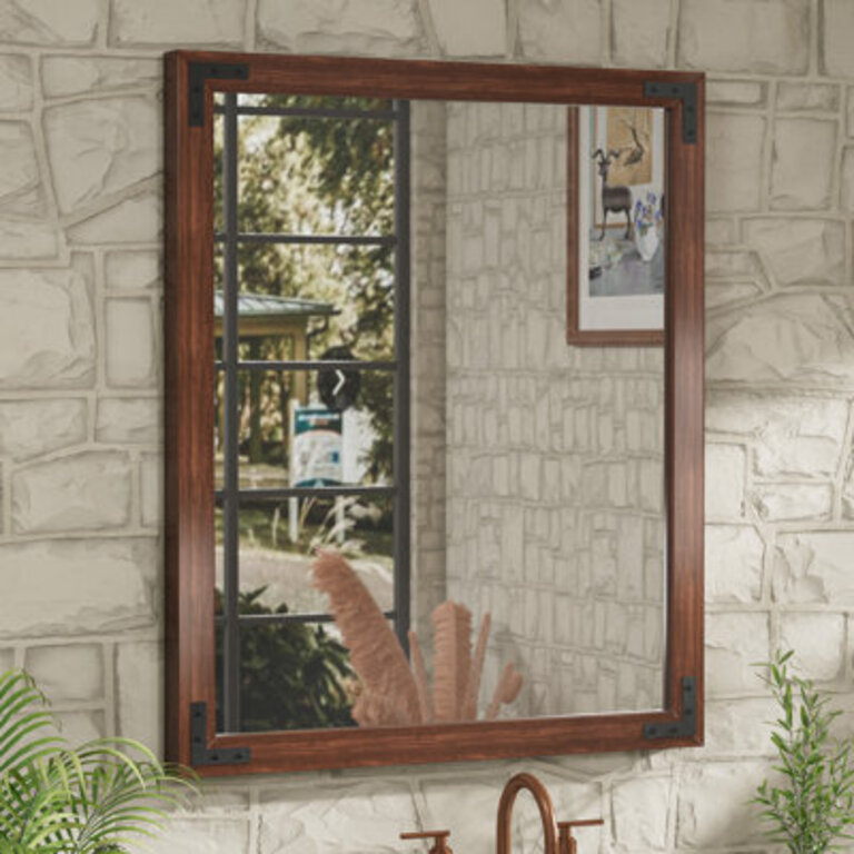 Gwenneth Rectangle Wood Mirror for Bathroom Solid Pine Wood