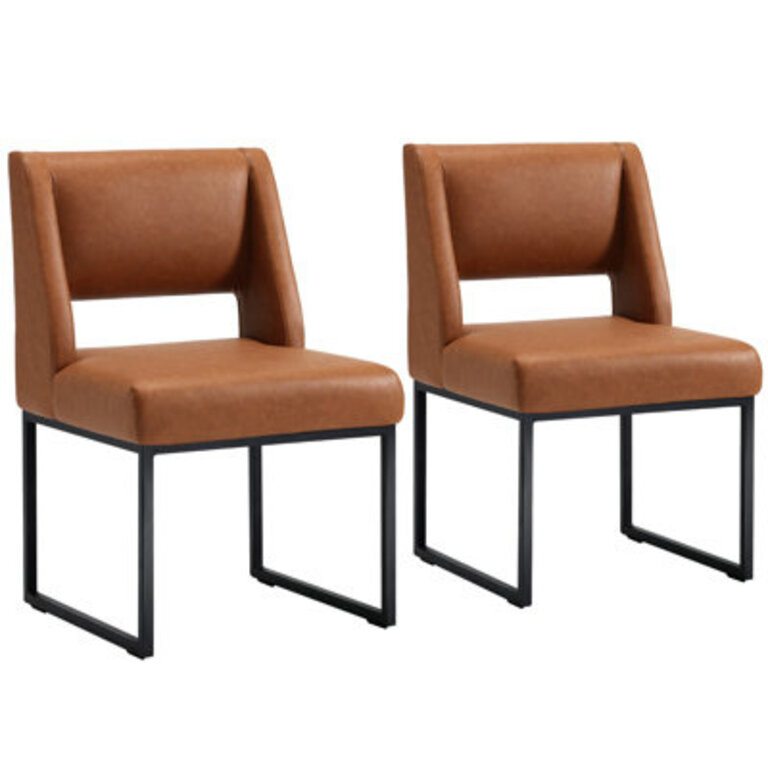 Ranya Modern 183 H Faux Leather Upholstered Side Chair with Metal Frame