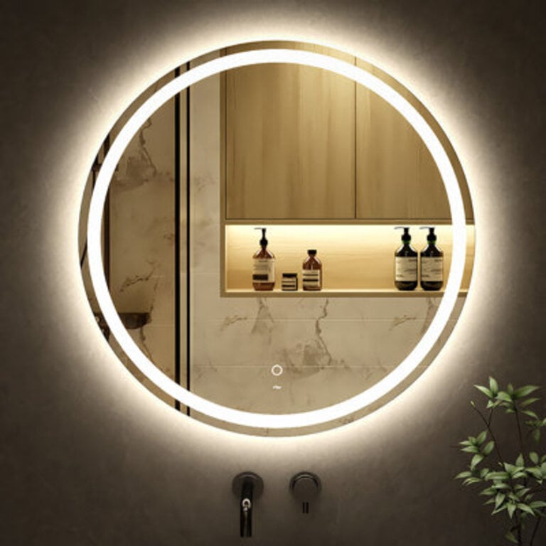 Maielle Round Bathroom LED Lighted Mirror Illuminated Dimmable Anti-FogMakeup Vanity Mirror