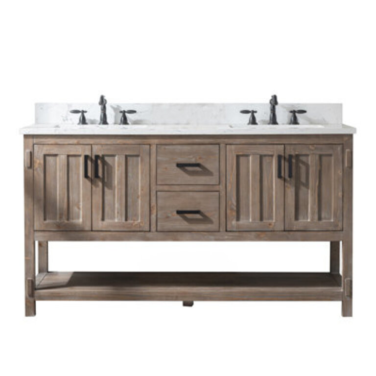 Marissa 60 Free Standing Double Bathroom Vanity with Engineered Stone Top