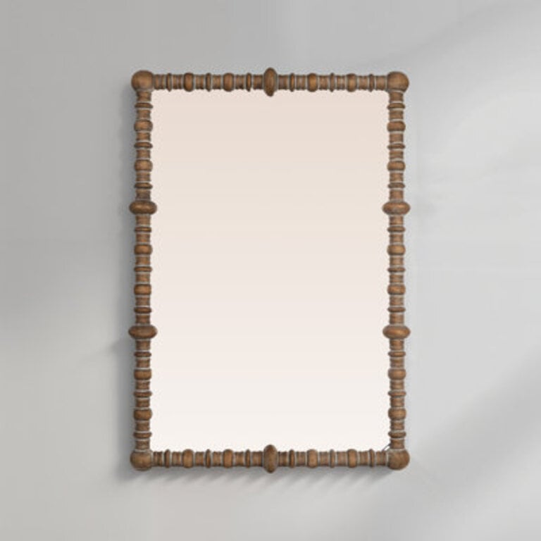 Scarlett Pine Wood Beaded Dowel Wall Mirror