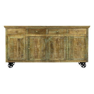 Jazmin 80 Mango Wood Sideboard with Cast Iron Wheels