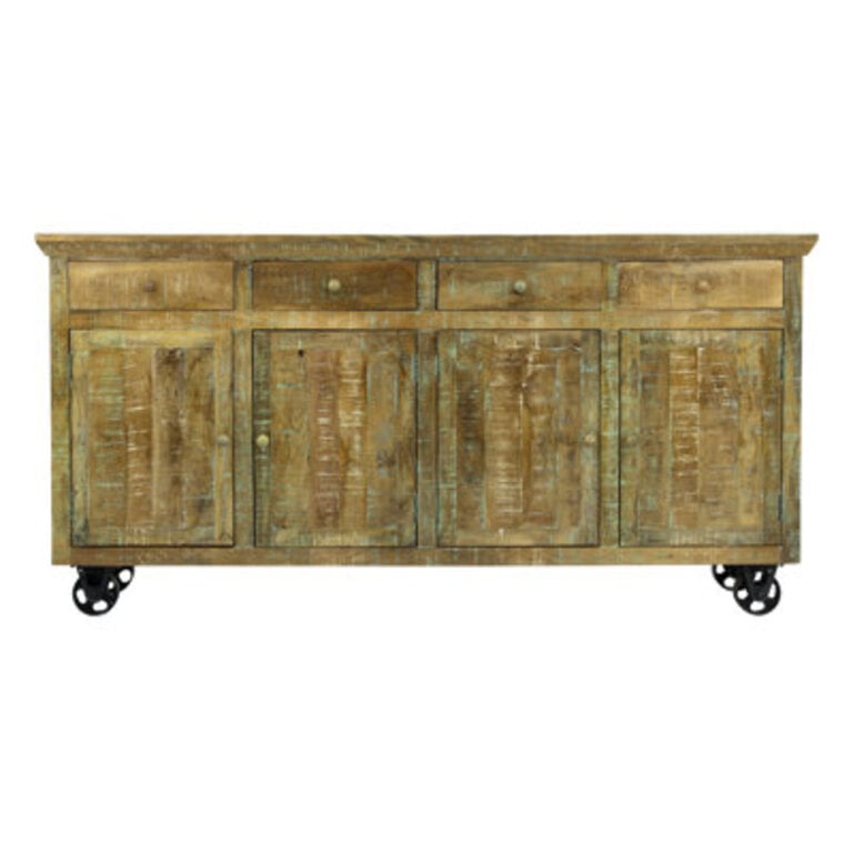 Jazmin 80 Mango Wood Sideboard with Cast Iron Wheels