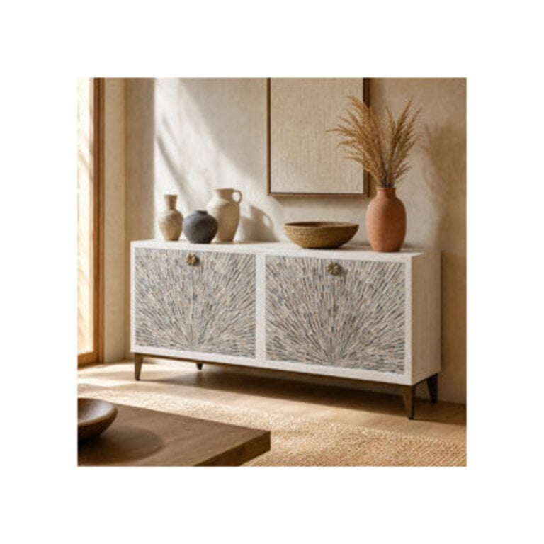Astrid 72 4-Door Sunburst Sideboard Buffet Cabinet
