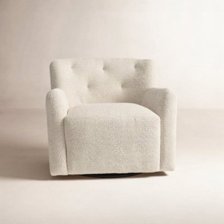 Fae Chenille Upholstered Swivel Armchair