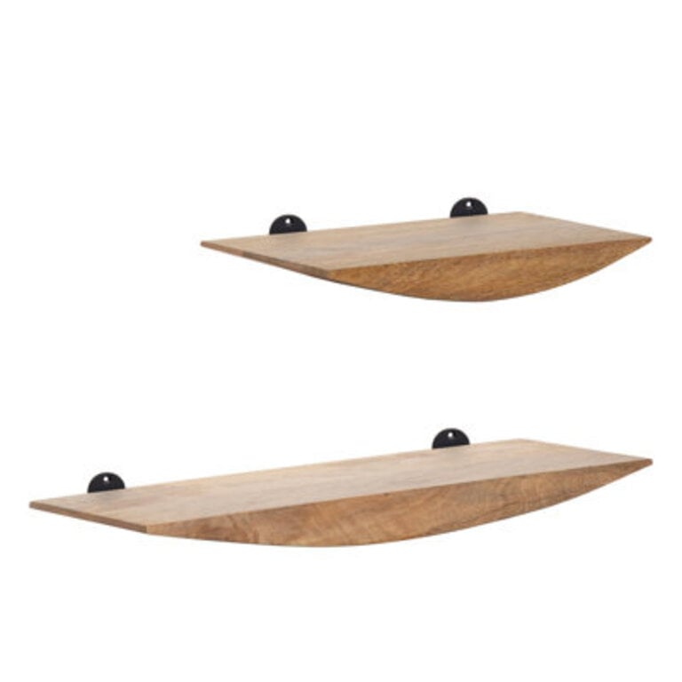 Oiva 2 Piece Boat Shaped Solid Wood Floating Shelves