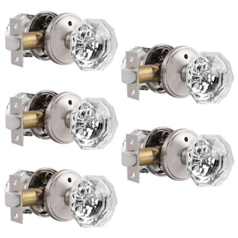 Crystal Privacy Door Knobs Keyless Lock with Round Rosette
