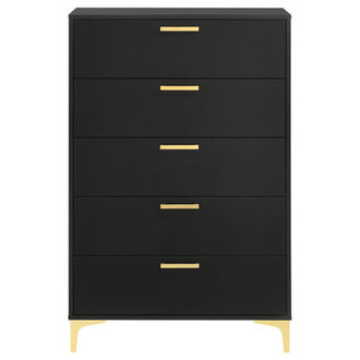 Paulk Black and Gold 5-Drawer Rectangular Chest