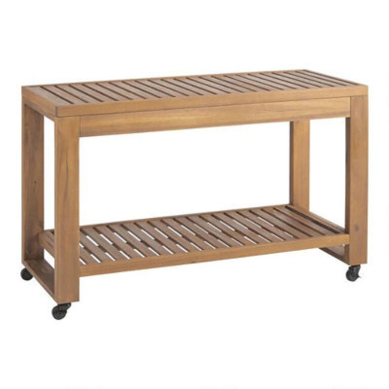Adagio Carenen Outdoor Solid Teak Wood Bar Cart Island