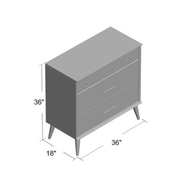 Ashlie 3 Drawer Solid Wood Dresser