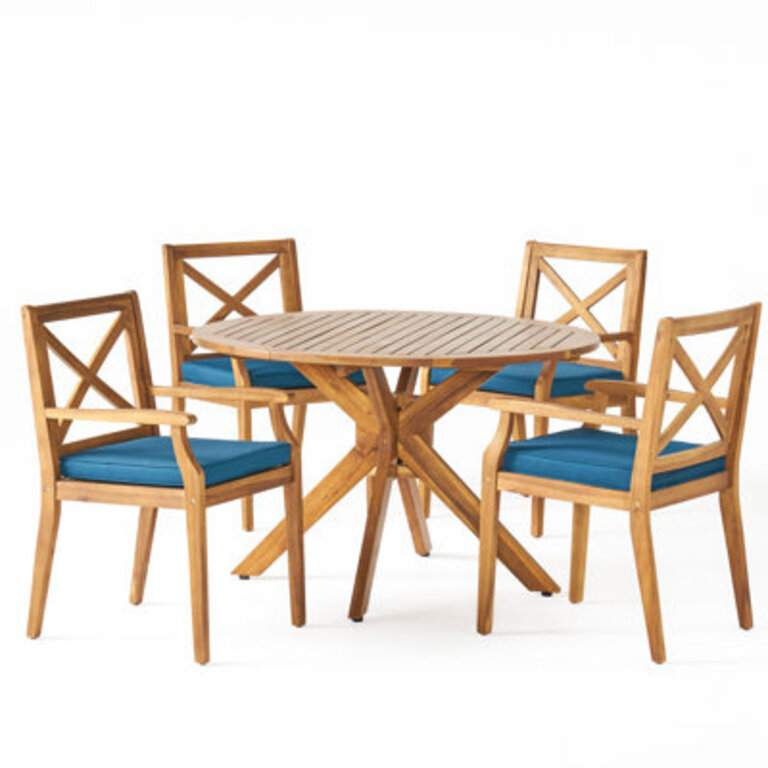Kashmira 4 - Person Wood Patio Dining Set with Round Table