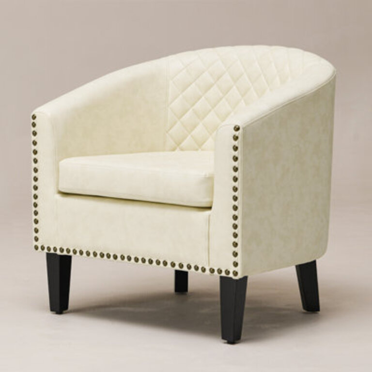 Oscar 29 W Stain Resistant Faux Leather Tufted Barrel Chair