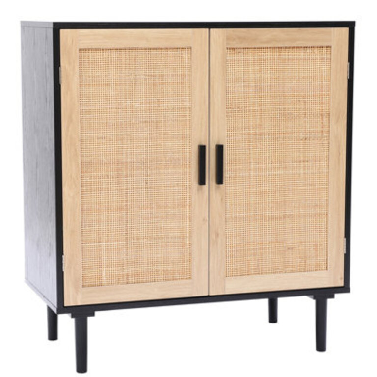 Azhar 346 H 2-Door Rattan Accent Cabinet with Adjustable Shelf