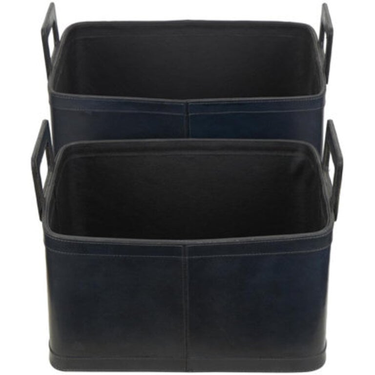 2-Pc Leather Basket Set