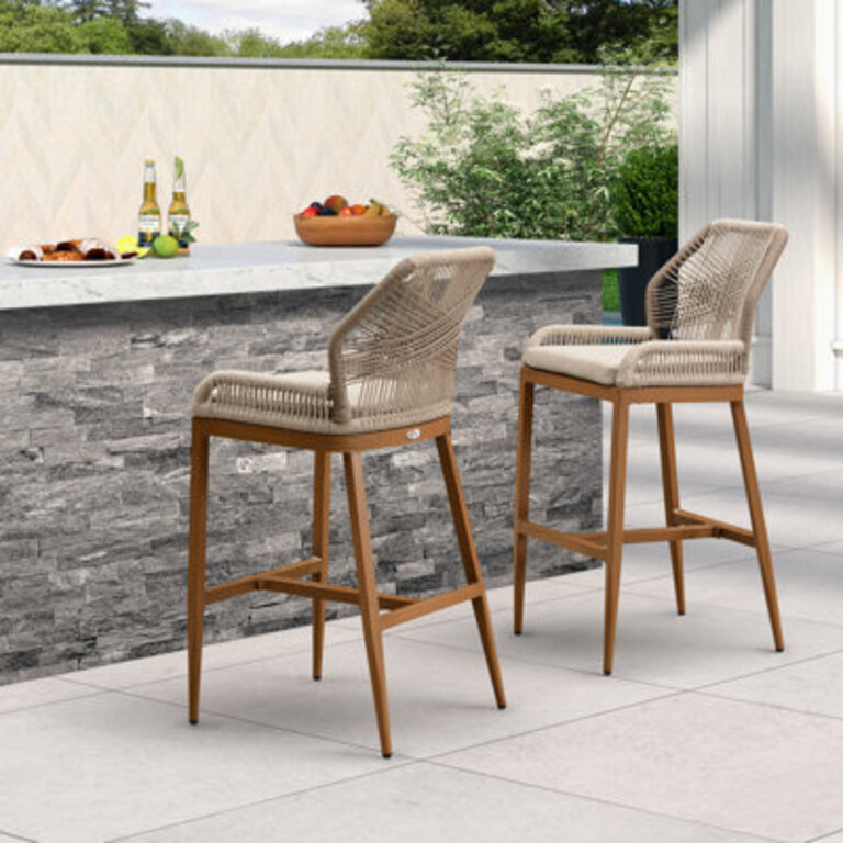 Set of 2 Henno Powder Coated Aluminum Bar Stools