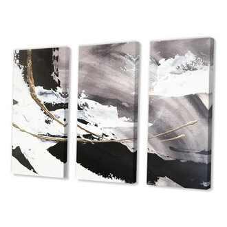 Abstract Glam Painted Arcs Canvas Painting 3-Piece Set - Painted Arcs II