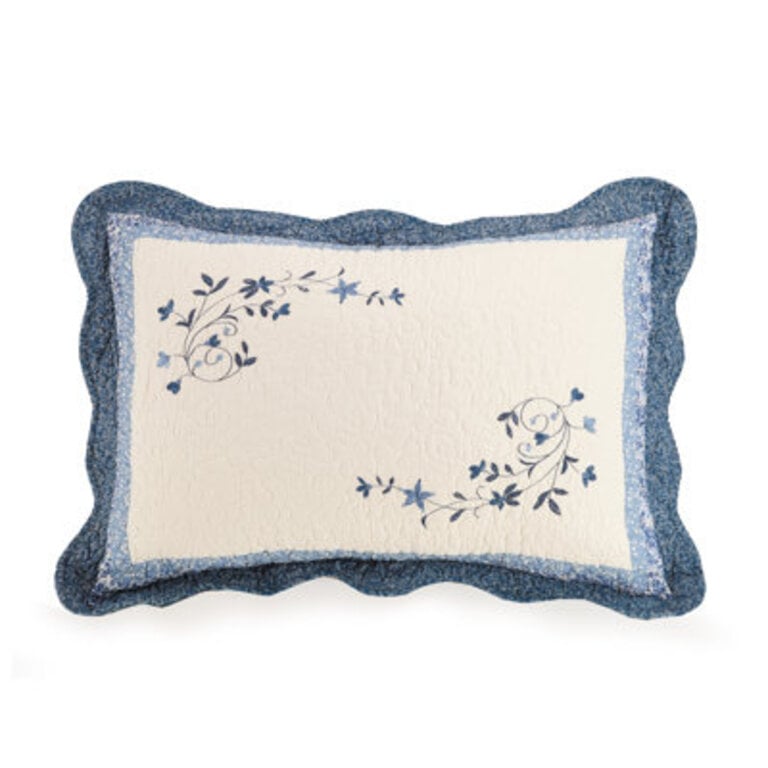Simona Floral Embroidered Single Quilted Pillow Sham