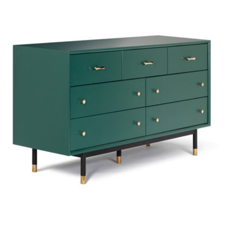 Anni 60 W 7-Drawer Double Dresser with Gold Hardware