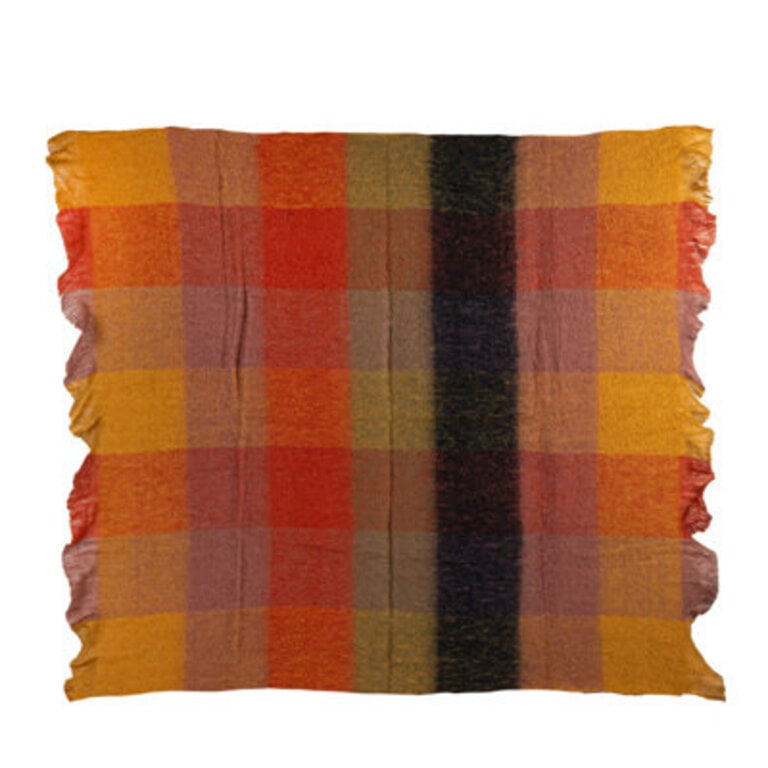 Patterned Wool Ruffled Throw Blanket