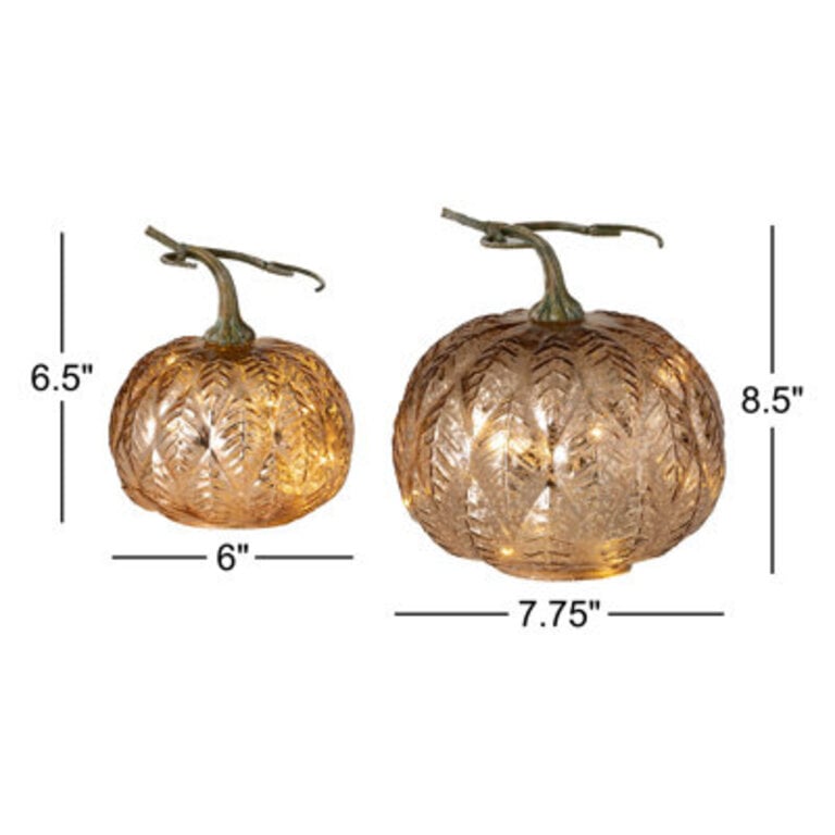 Sestina 65  85 Gold Leaf Pattern LED Pumpkin Set of 2 Gold