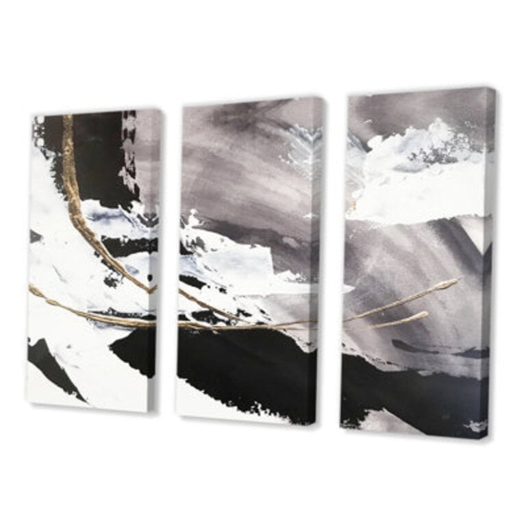 Abstract Glam Painted Arcs Canvas Painting 3-Piece Set - Painted Arcs II
