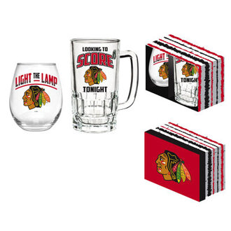 NHL Team Pint Glass and Wine Glass Gift Set