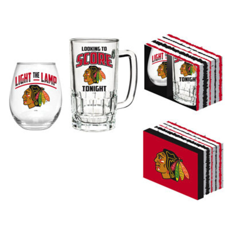 NHL Team Pint Glass and Wine Glass Gift Set