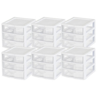 Sterilite Clearview Plastic Multipurpose Small 3 Drawer Desktop Storage Organization Unit for Home Classrooms or Office Spaces