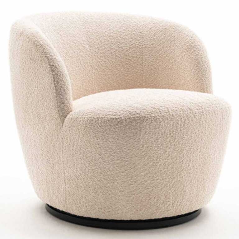 Hadriel Boucle Swivel Barrel Chair