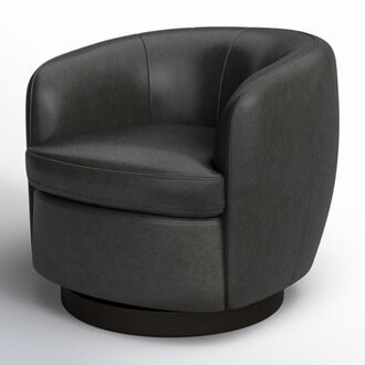 Marcy Geniue Leather Swivel Barrel Chair
