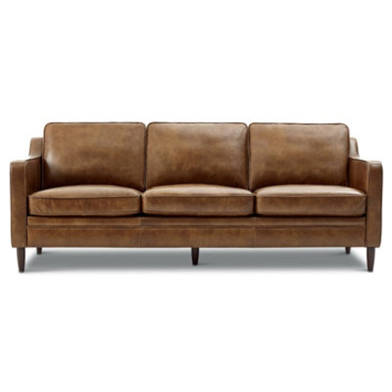 Leyla Genuine Leather Square Arm Sofa
