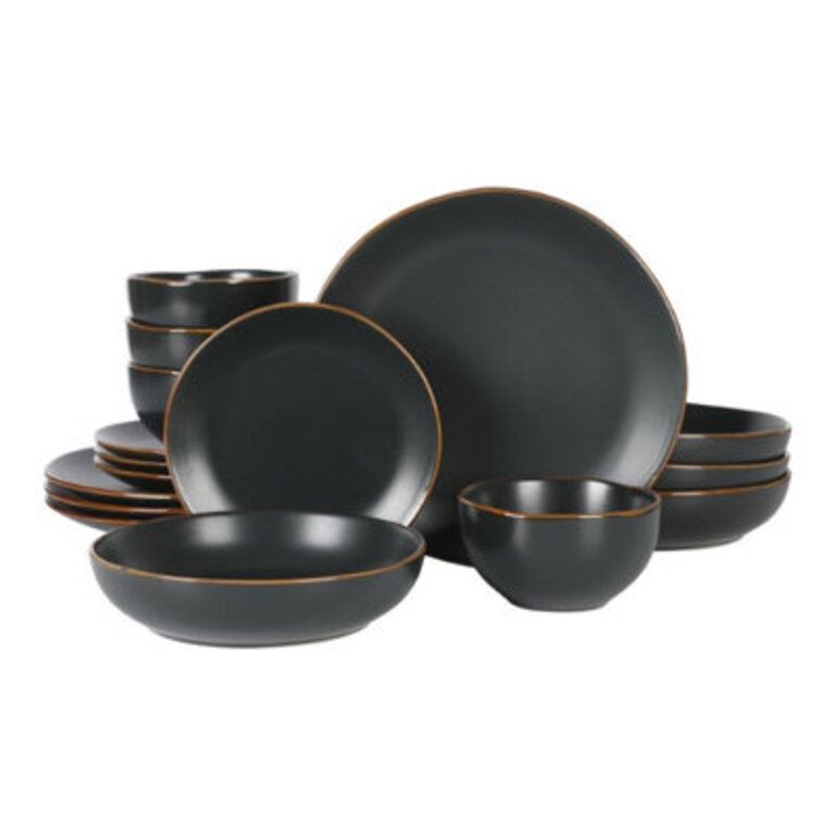 Gibson Home Hazeltine 16 Piece Plates and Bowls Dishes Stoneware Dinnerware Set