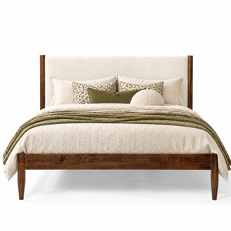 Beiler Solid Wood Upholstered Headboard Bed Frame