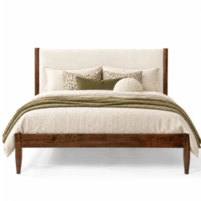 Beiler Solid Wood Upholstered Headboard Bed Frame