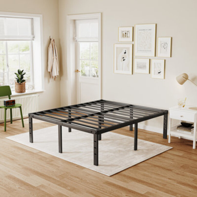 Truette 20 Steel Bed Frame Heavy-Duty Noiseless No Boxspring Needed Enough Storage Space
