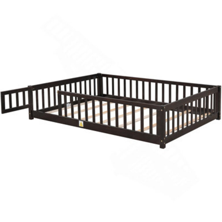 Finka Kids Floor Platforms Bed With Fence and Door