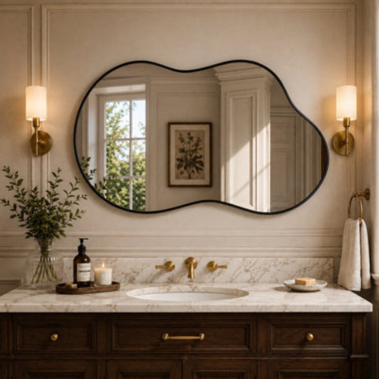 Agnete Irregular Metal Wall Mirror Asymmetrical Accent Mirror for Bathroom