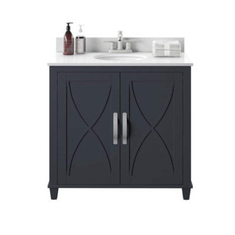 Briana 36 Single Bathroom Vanity with Stone Top