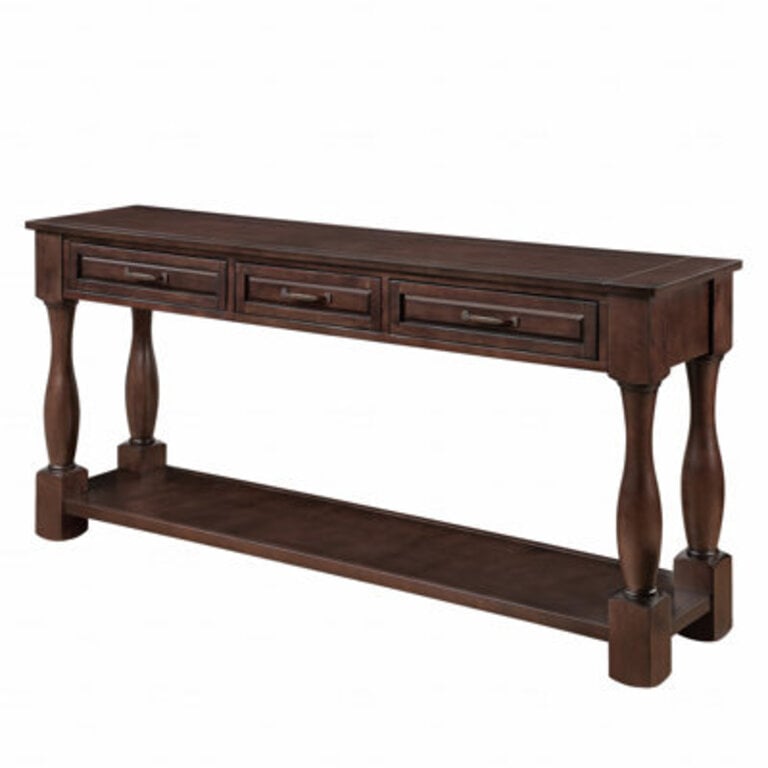 Bastedo 634L145W Wood Console TableStorage Side TableExtra-thick Sofa Table with 3 Drawers and 1 Bottom Shelf