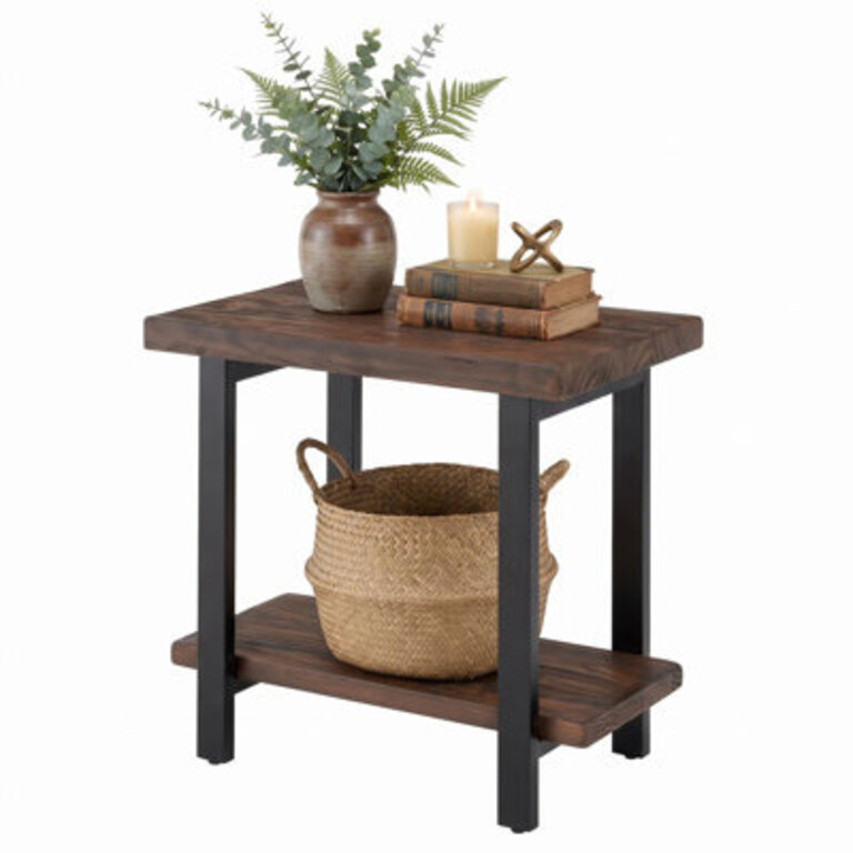 Rundell Pomona Rustic 27 Pomona Metal and Wood End Table Living Room Furniture Home Decor Accent Stand with Exquisite Workmanship Mix of NewSolid Wood