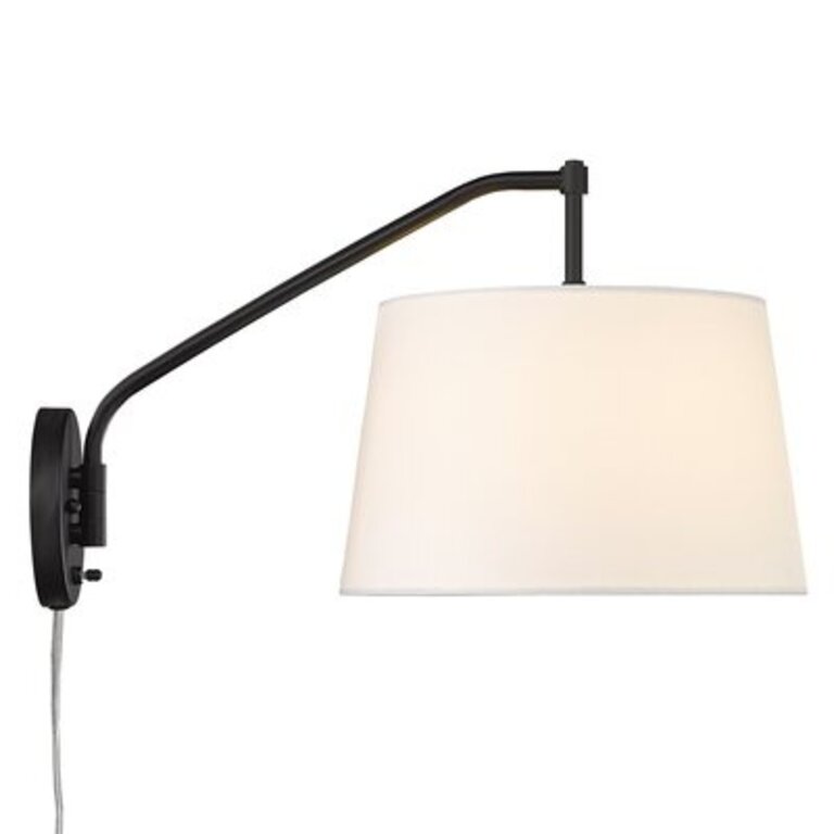 Swanage 1 - Light Dimmable Armed Sconce Finish: Black, Shade Color: Modern White